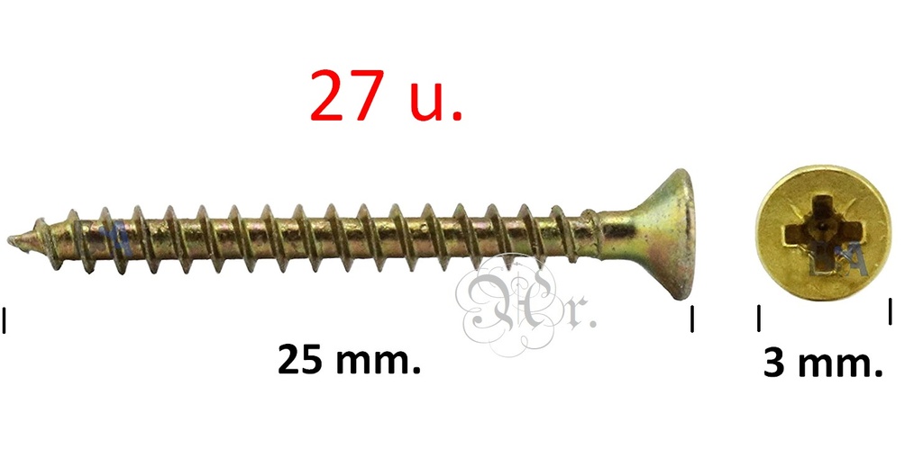 Tornillo Aglom. C/P. Pzd. 3.0*25 27 Unid.