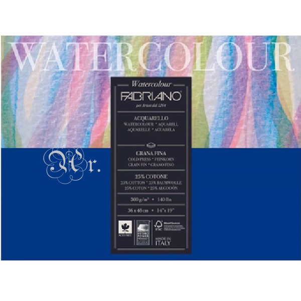 Block Fabriano Watercolor Acuarela 36*48 Cm. 300 G. 12 H.