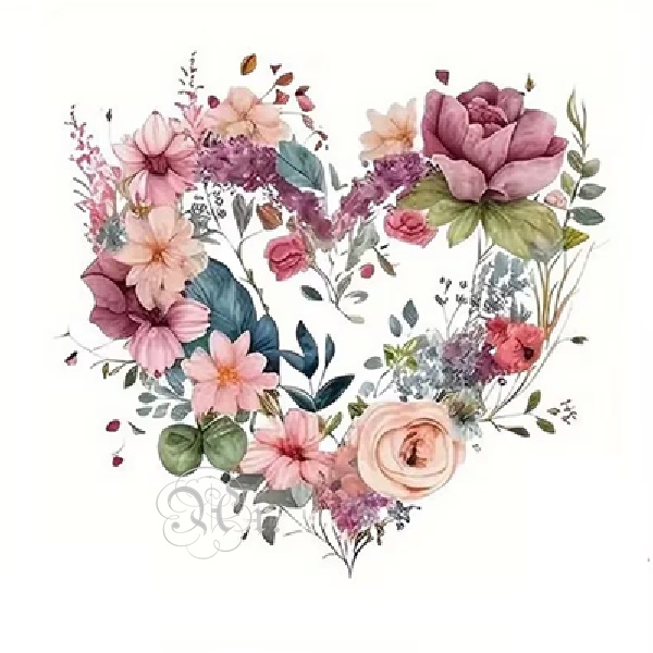 Transfer Textil Dtf 18*18 Cm. Corazon Flores