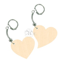 [0809025] Set 4 Llaveros Corazon Madera 5 Cm.