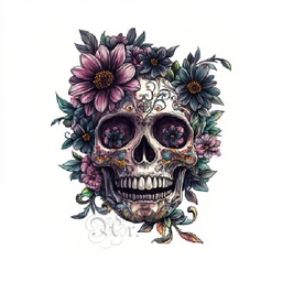 [0886046] Transfer Textil Dtf 18*18 Cm. Calavera Mejicana