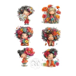 [0886050] Set 6 Transfer Textil Dtf 9*9 Cm. Niños Amorosos III